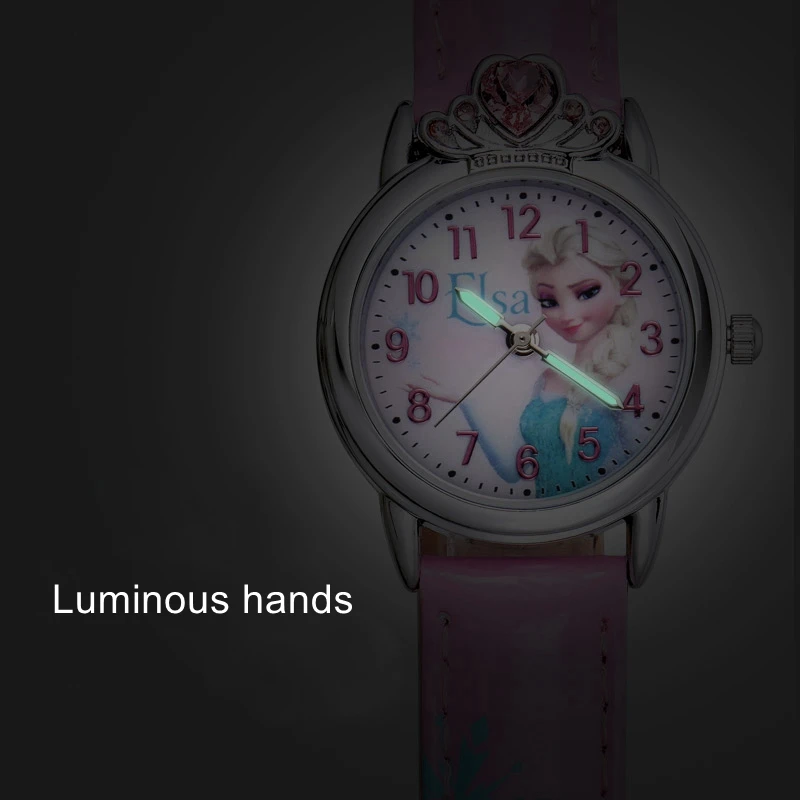

Beautiful Kids Girl Frozen Lady Cuties Quartz Watch Women Leather Crystal Jewelry Diamond Female Wristwatch Junior Time Clocks