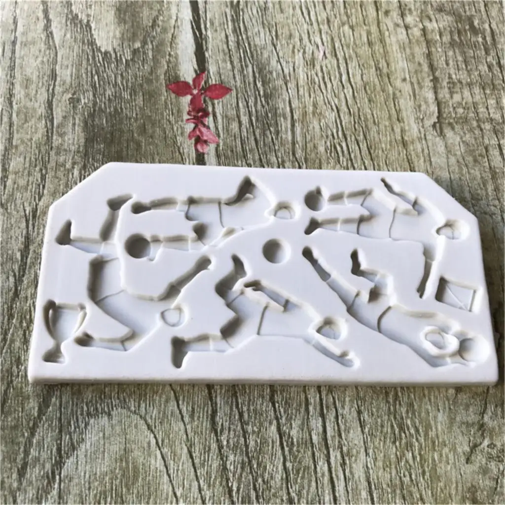 Горячий случайный цвет футбольного персонажа силиконовая форма флип сахар торт