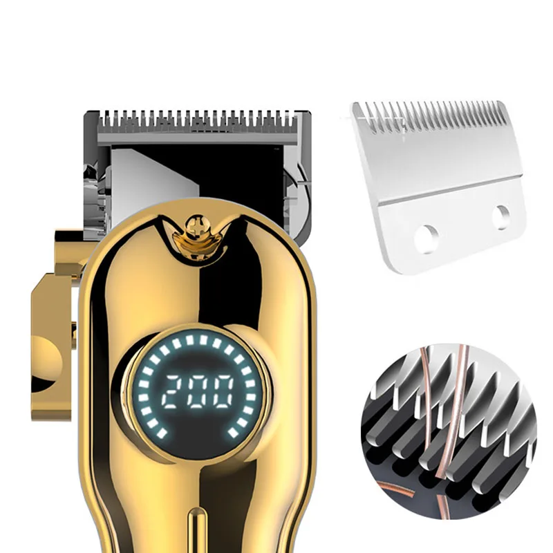 

Professional Clipper All-Metal Rechargeable Hair Trimmer for Barber Men Electric Beard Shaver Hair Cutting Machine