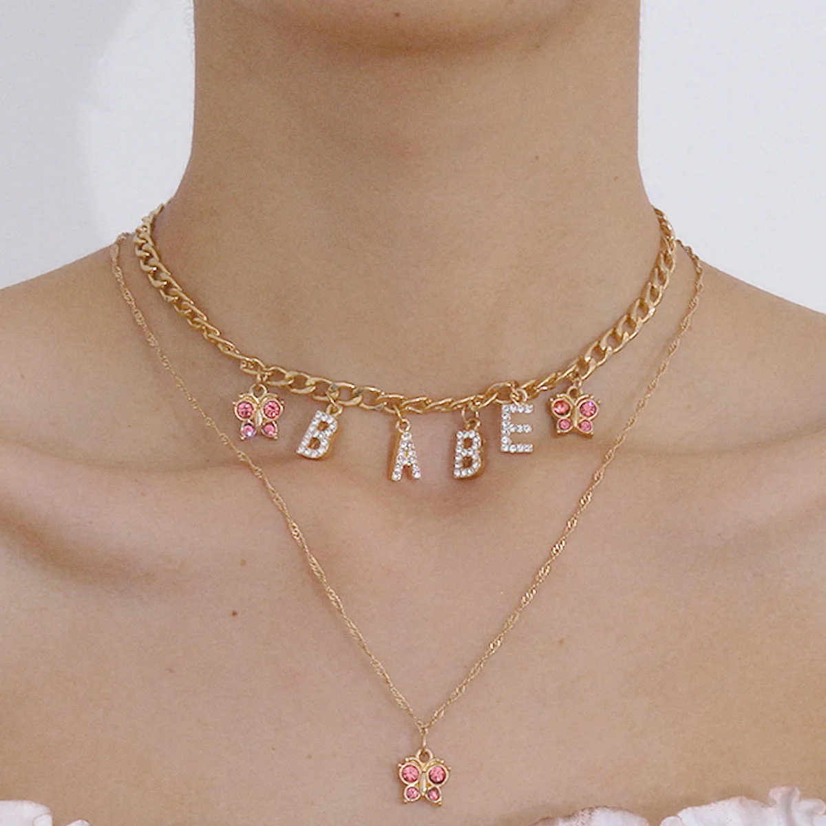 

Korean fashion simple thin chain single layer temperament super fairy butterfly necklace