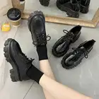 Женские ботинки на платформе, черные кроссовки на толстом каблуке, увеличивающие рост, осень 2020