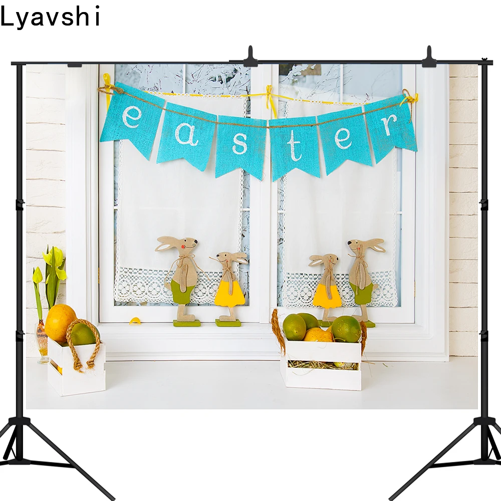 

Фотофон Lyavshi для студийной фотосъемки с изображением весенней Пасхи, цветов, кролика, деревянного окна, вечеринки в честь будущей матери
