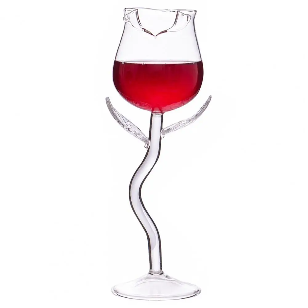 

Wine Glass Exquisite Stable Base Transparent Rose Shape Goblet Cup for Home