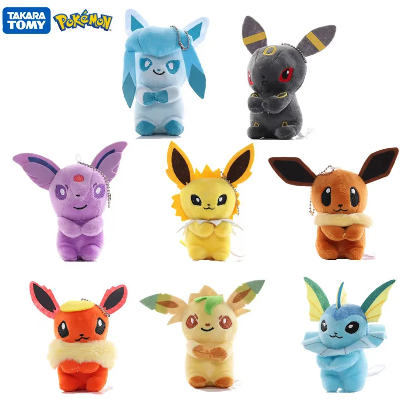 

8 Styles 11Cm Pokemon Plush Pendant Anime Figures Espeon Jolteon Eevee Family High Quality Keychain Ornaments Pet Model Toy Gift