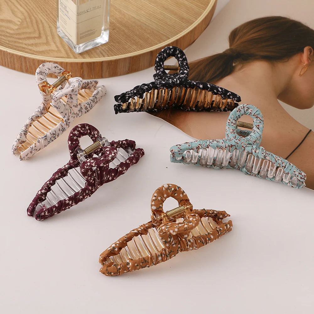 

KINFOLK Super fairy floral fabric clip gentle and sweet lady hair curler go out starting clip hanger shark clip 2021 KINFOLK