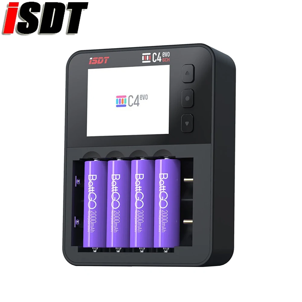 ISDT C4 EVO Смарт Батарея Зарядное устройство с Тип C QC3.0 IPS Экран дисплея для AA AAA 18650 Lipo