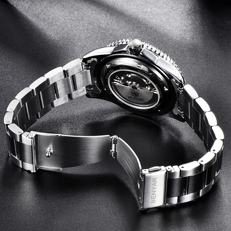 

BENYAR Watch Men's Top Luxury Brand Waterproof Casual Business Automatic Winding Stainless Steel Wristwatch Relogio Masculino