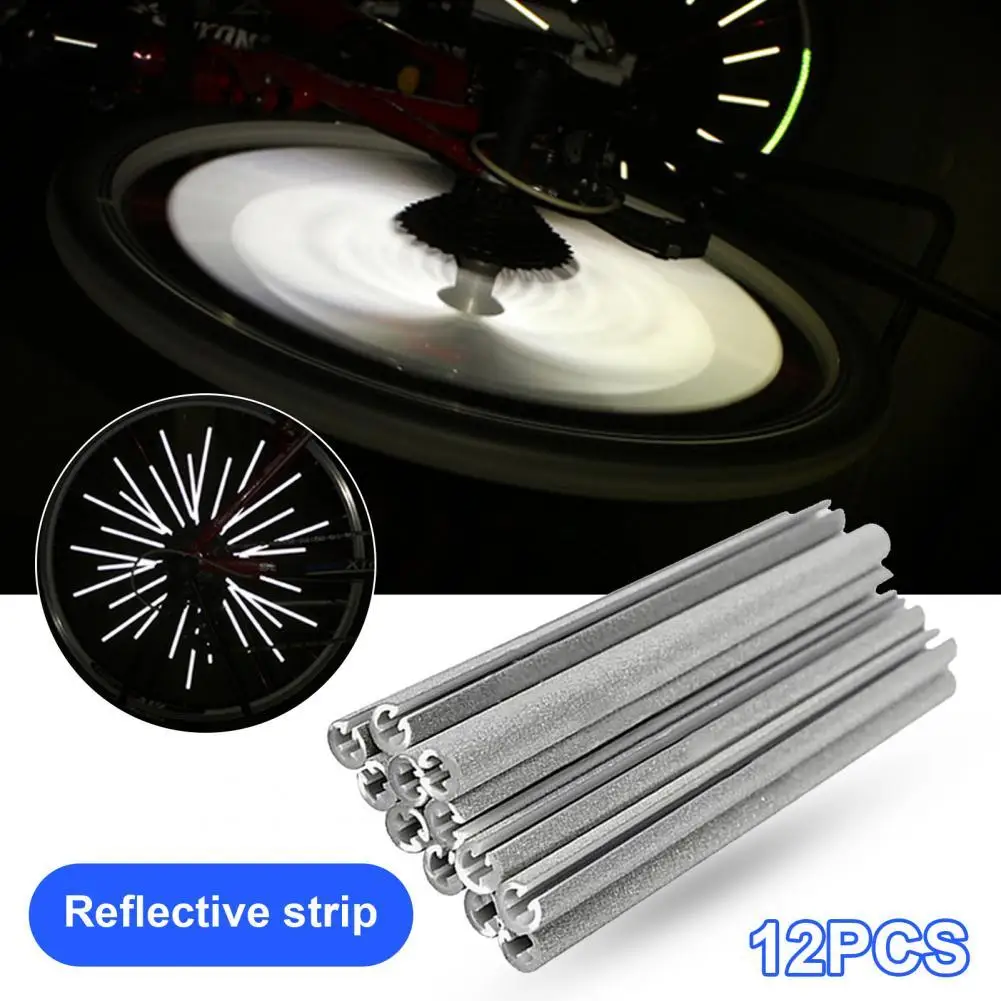 

12Pcs Bike Spoke Reflector No Batteries Bicycle Spoke Decoration Easy to Install Warning Reflective Tube for Road Bike