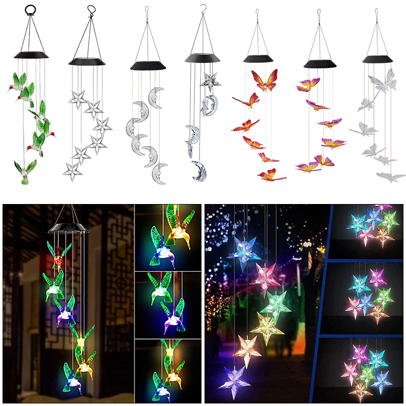 Светодиодные Красочные ветряной колокольчик с украшением в форме Солнечный