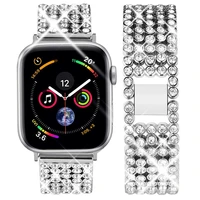 diamond rhinstone watch strap for apple iwatch series 6 se 5 4 3 2 44 42 40 38mm stainless steel metal band bracelet watchband