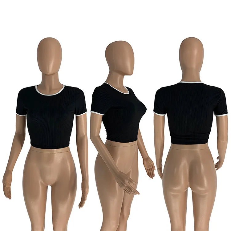 

Oluolin Women Sexy Tops Short Sleeve O-Neck Solid Cute Tshirt Casual Basic Tees Female 2021 Summer T-shirt Y2k Tops Streetwear