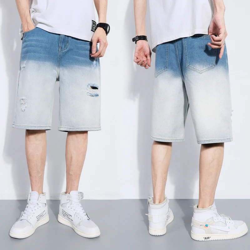

Denim Shorts Men ripped jeans for men Straight High Quality Shorts Male Jeans Pants Streetwear Loose Fashion Casual Trousers