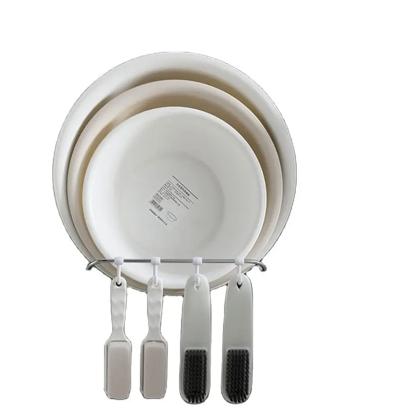 

ECOCO Multifunctional Basin Bucket Shelf With a Hook Free of Punch Wall-mount Drainage Bathroom Supplies Bathroom Holder