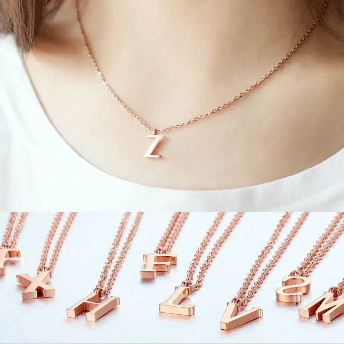 Ожерелье из нержавеющей стали с подвеской-буквой Английский алфавит для женщин -