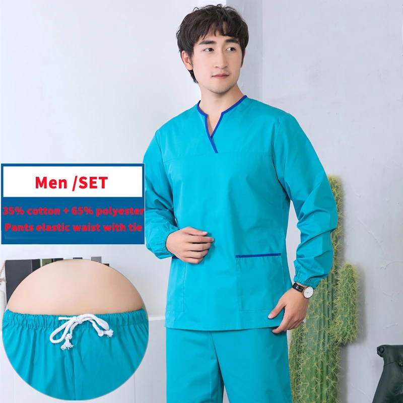 High Quality Spa Uniform Unisex Fashion Y-neck Long Sleeve Work clothes Pet grooming institutions Scrub set Beauty Salon | Тематическая