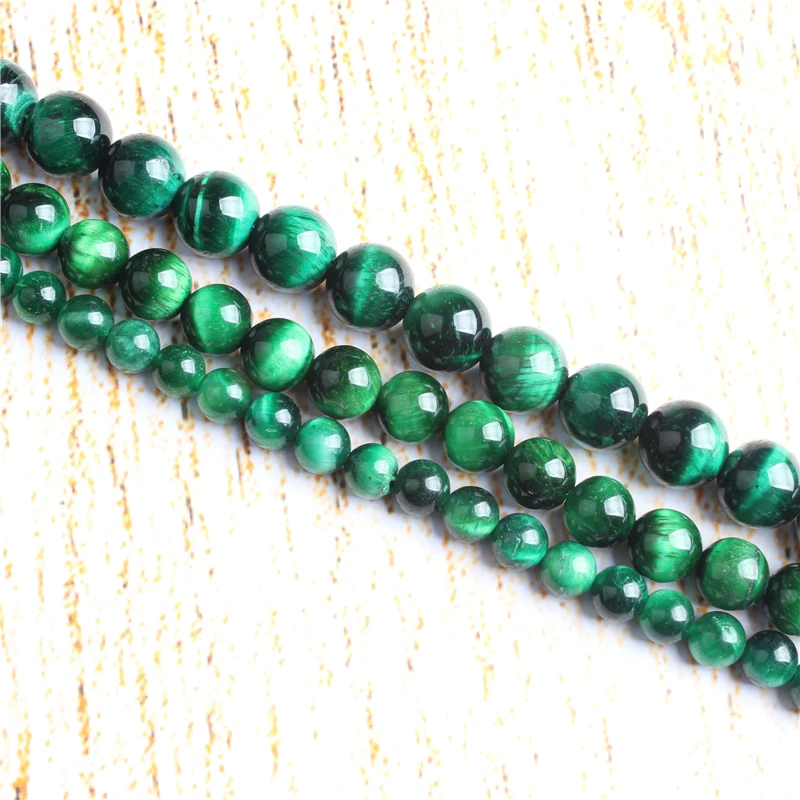 

4 6 8 10 12 mm Green Tiger Beads Natural Stones Round Loose Beads For Jewelry Making Bracelet Necklace Diy