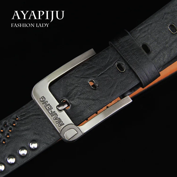 Мужской ремень с заклепками и пряжкой Модный повседневный для джинсов в стиле