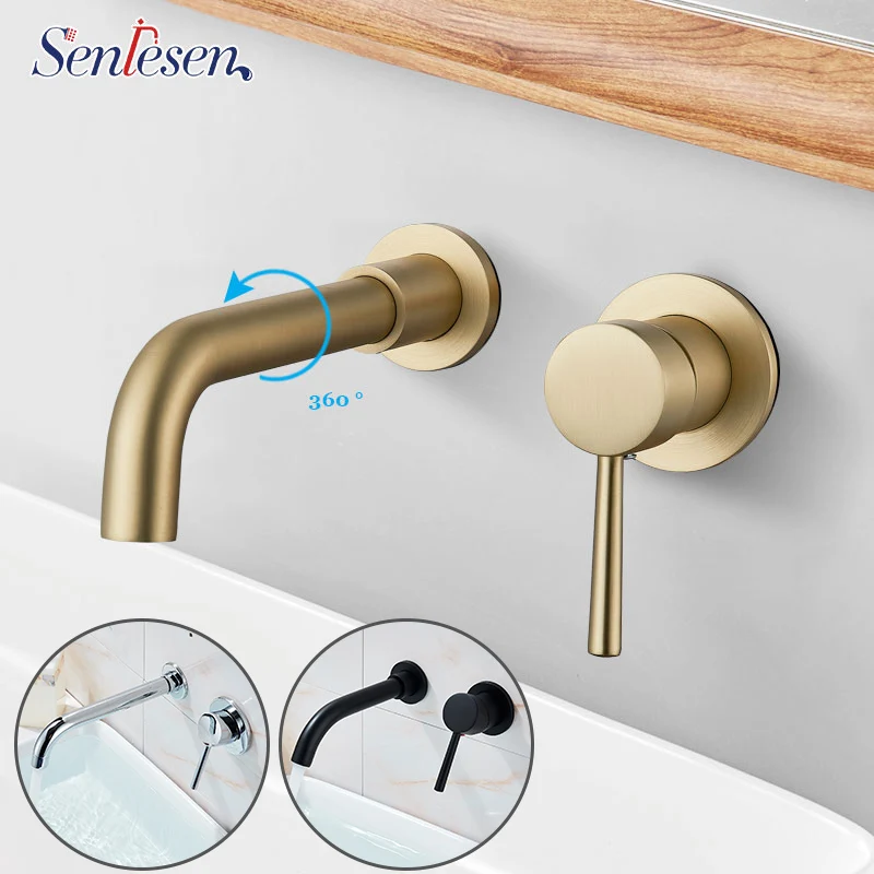Скрытый матовый настенный смеситель для ванной комнаты поворот на 360 градусов