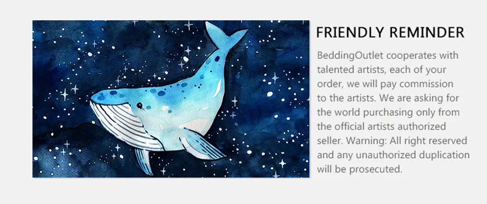BeddingOutlet Whale Bedding Set Sea Animals Comforter Cover Universe Watercolor Home Textiles Constellation Stars Bed Set 3pcs