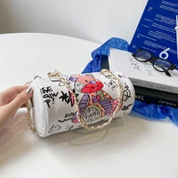 casual cartoon doodle handbags cylinder bag for women 2021 summer new messenger bag tote bag