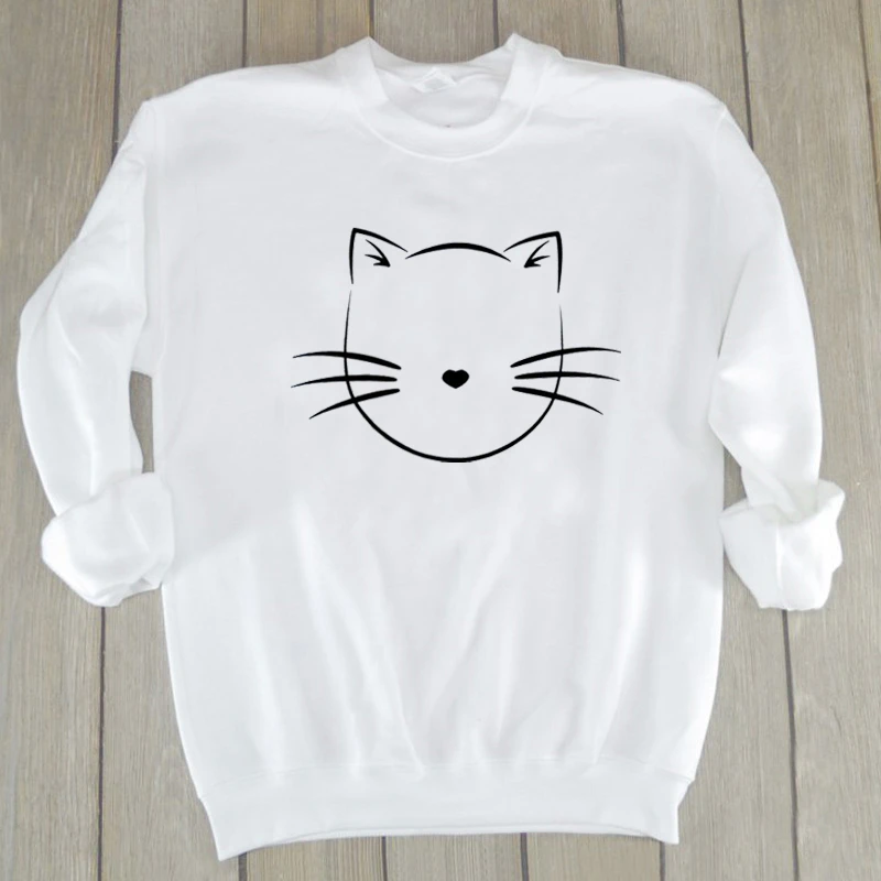 

Cat graphic women fashion pure casual kawaii cute young hipster girl gift young street party style tumblr sweatshirt tops- L379