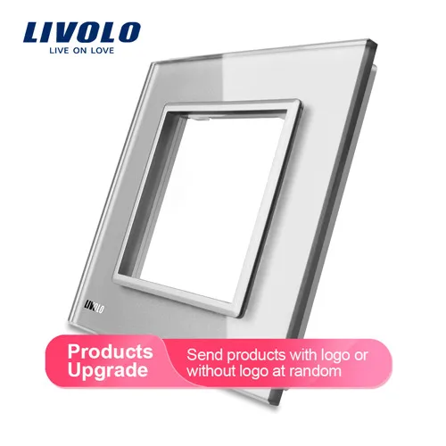 Grey Livolo роскошное белое жемчужное Хрустальное стекло, 80 мм* 80 мм, стандарт ЕС, одна стеклянная панель для розетки настенного переключателя, VL-C7-SR-11 - Цвет: Grey