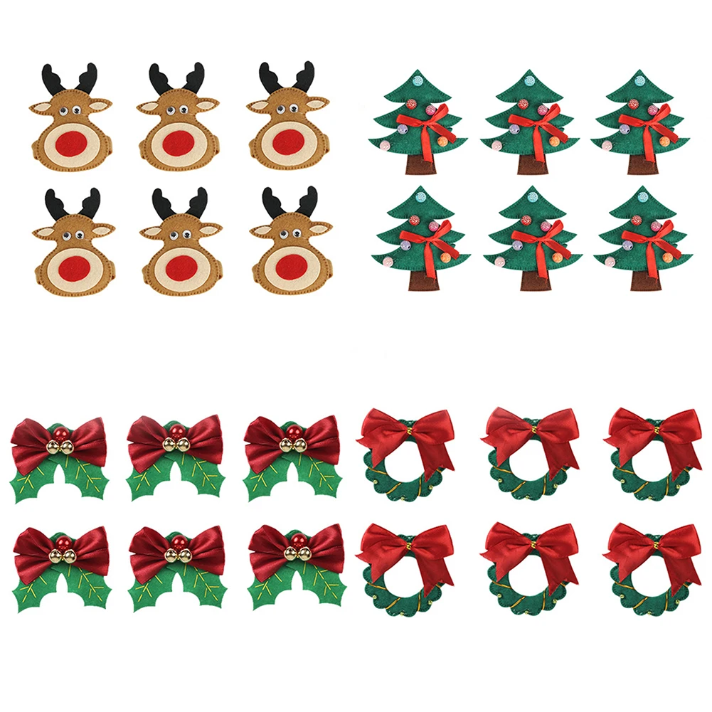 

6 шт., новогодние кольца-держатели для салфеток