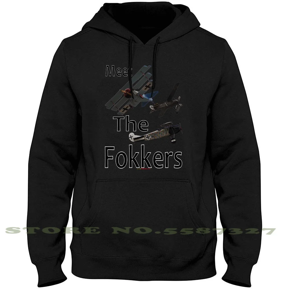 

Meet The Fokkers Parody Design Long Sleeve Hoodie Sweatshirt Airplane Aviation Aeroplane Fly Flying Flight Fokker Triplane Dr 1