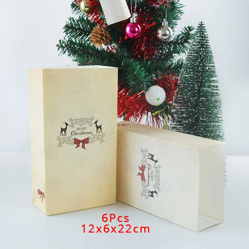 6pcs kraft box-F WEIGAO бумажная Подарочная сумка Рождественский подарок коробка бумажная Подарочная коробка Рождественские вечерние украшения для вечеринки коробка конфет Новогодняя Сувенирная Коробка - Цвет: 6pcs kraft box-F