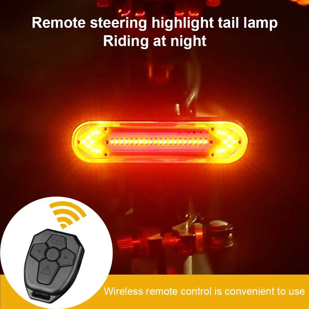 

Bike LED Tail Light Bicycle Turning Signal USB Rechargeable Remote-Control Flash Rear Red Lights Waterproof Brake Warning Lamp