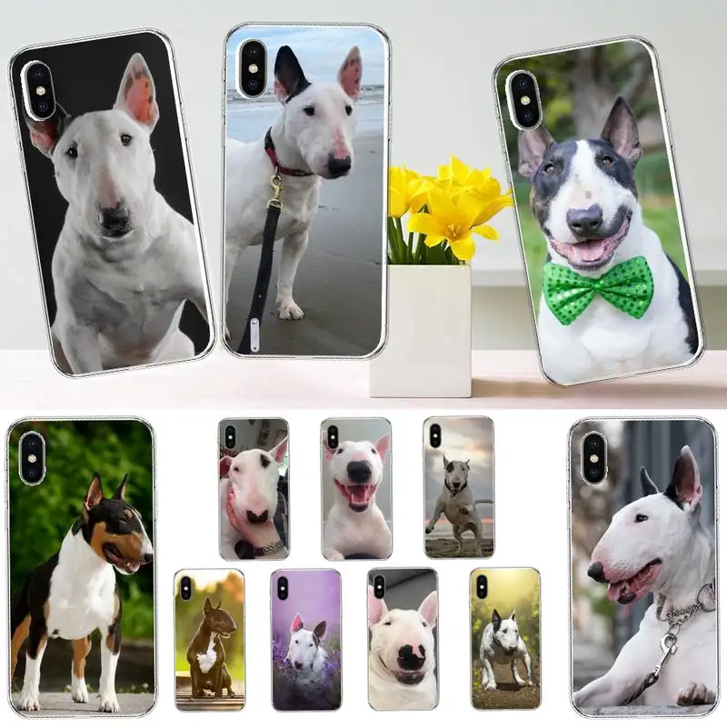 

Bull Terrier dog anime Phone Case Transparent soft For iphone 12 11 13 7 8 6 s plus x xs xr pro max mini