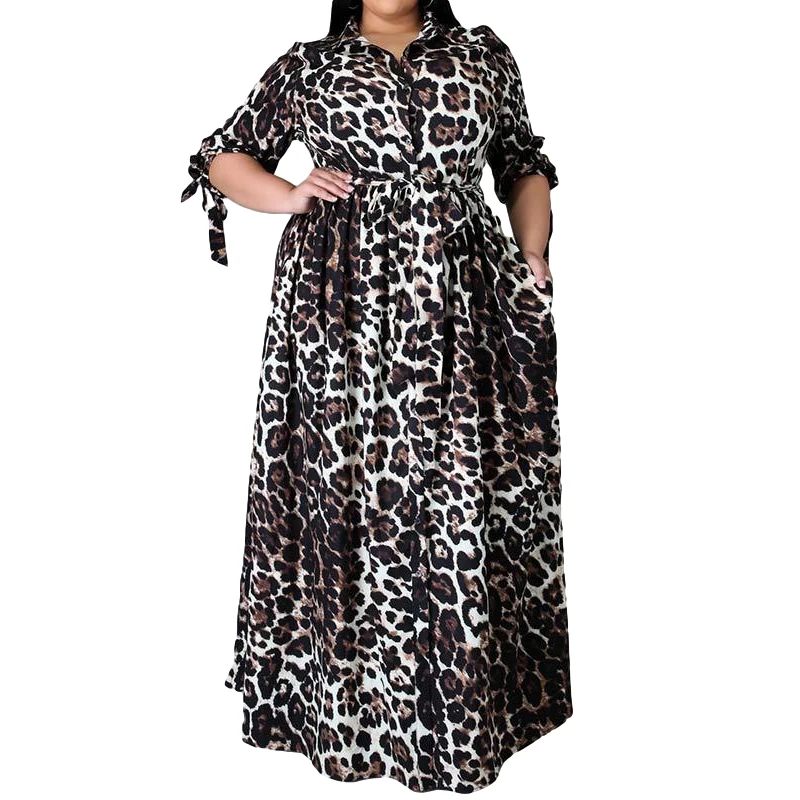 

XL-5XL размера плюс комплект из обуви в африканском стиле платья для женщин с леопардовым принтом повседневное длинное платье 2021 Vestidos одежда ж...