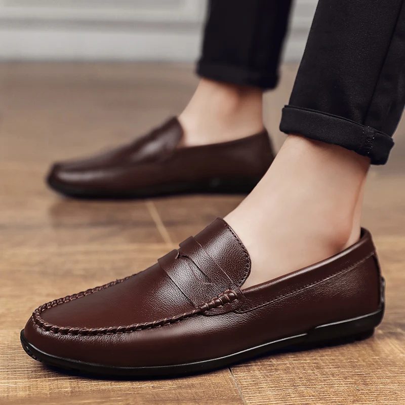 

Shoes Men Casual Men Casual Flat Shoes Zapatos Hombre Man Leather Sapato Fashion Black Informales De 2020 New Breathable For