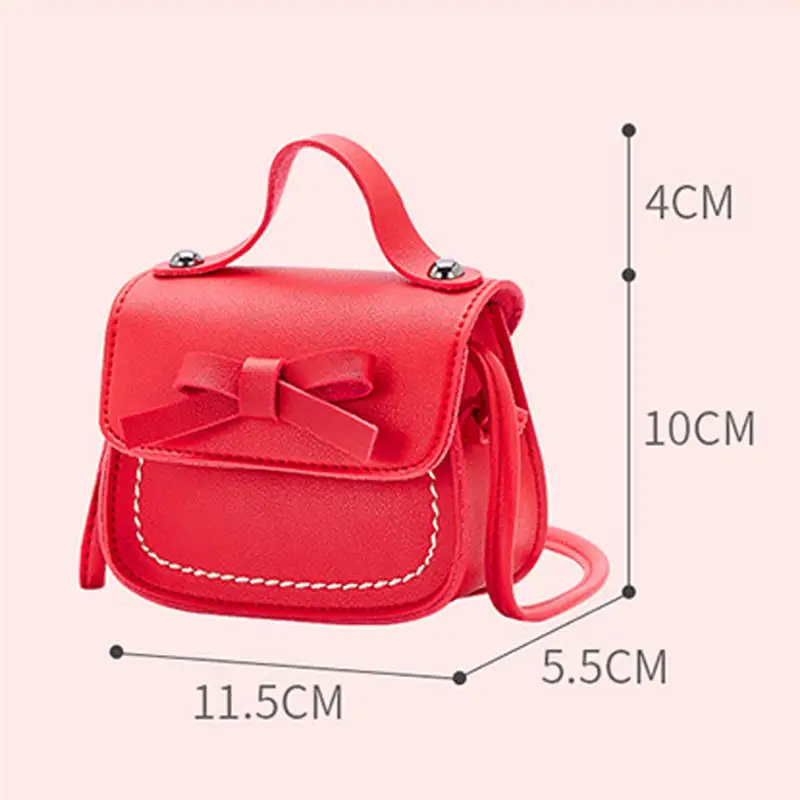 

Lovely Kid Girl PU Leather Bowknot Princess Small Bow Messenger Shoulder Bag Coin Purses Toddler Children Handbag Solid 2020 NEW