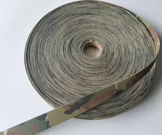 1 м длина 25 мм черный Камуфляжный жаккардовый ремешок для тесьмы красящий MCBK