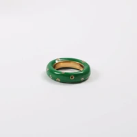 pvd gold green enamel ring for women stainless steel rings drop shipping