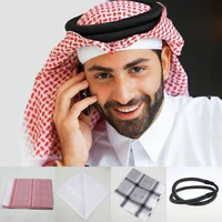 muslim turban praying hat plaid head scarf lslamic clothing man saudi arabic dubai traditional costumes accessories 135x135cm