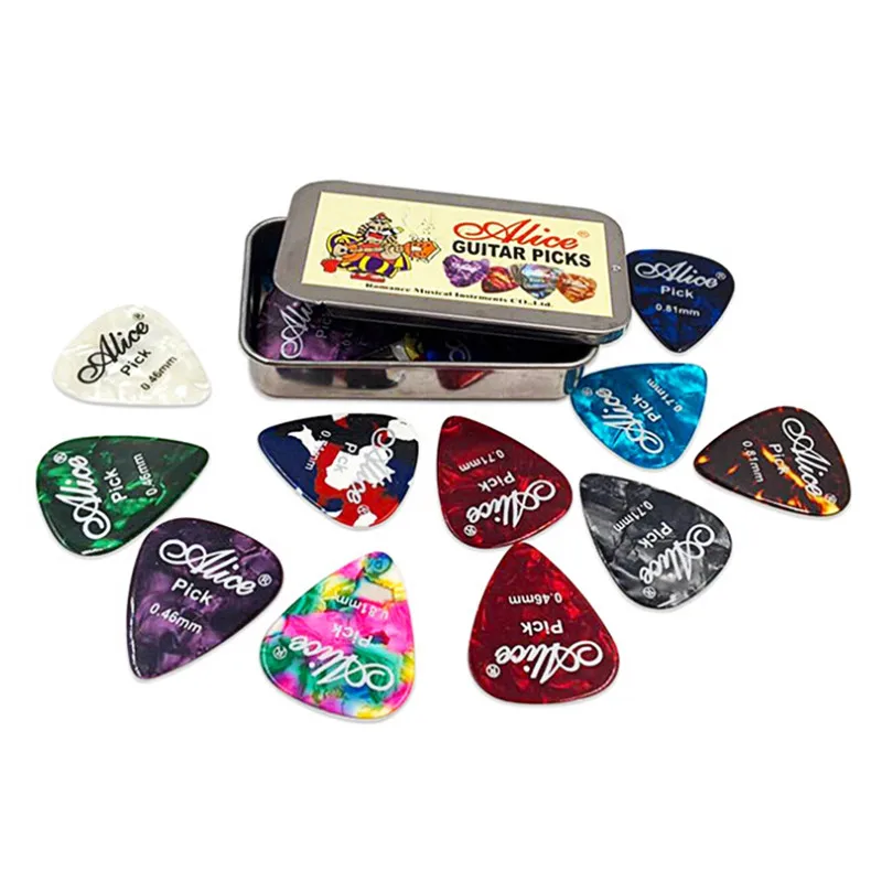 122024 stücke akustische elektrische gitarre picks plektren und runde metall picks box fall pick für saiten instrument zubehör free g