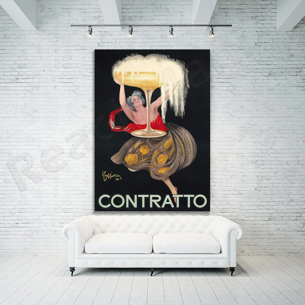 Фото Contratto, винтажный постер «Кухня и бар» от Leonette Cappiello, итальянская реклама, загружаемый художественный принт, мгновенная загрузка. №4