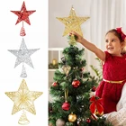 Пустотелые сверкающие звездочки, Рождественская елка, золотой, серебряный, красный, Рождественская елка, орнамент для рождественской новогодней вечеринки, Декор