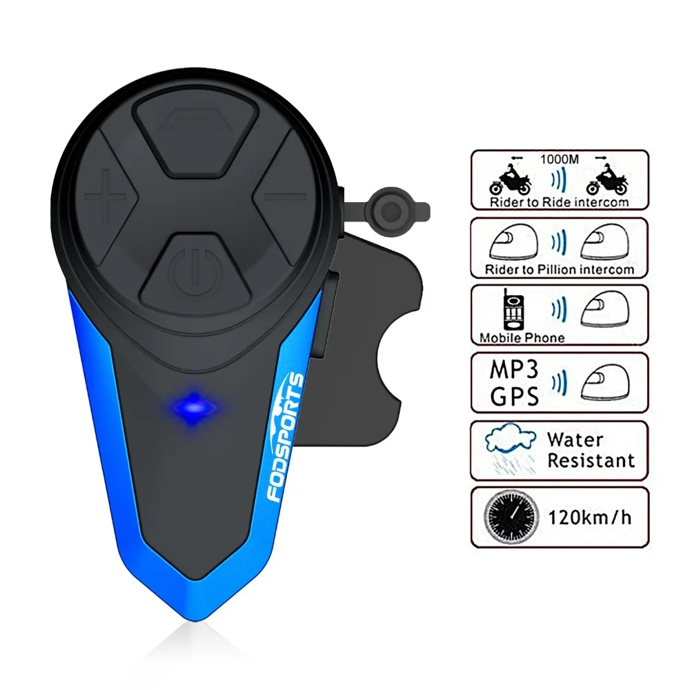 Fodsports 2 шт. BT-S3 мотоциклетный шлем Интерком Мото шлем Bluetooth гарнитура Водонепроницаемый Intercomunicador BT Interphone FM