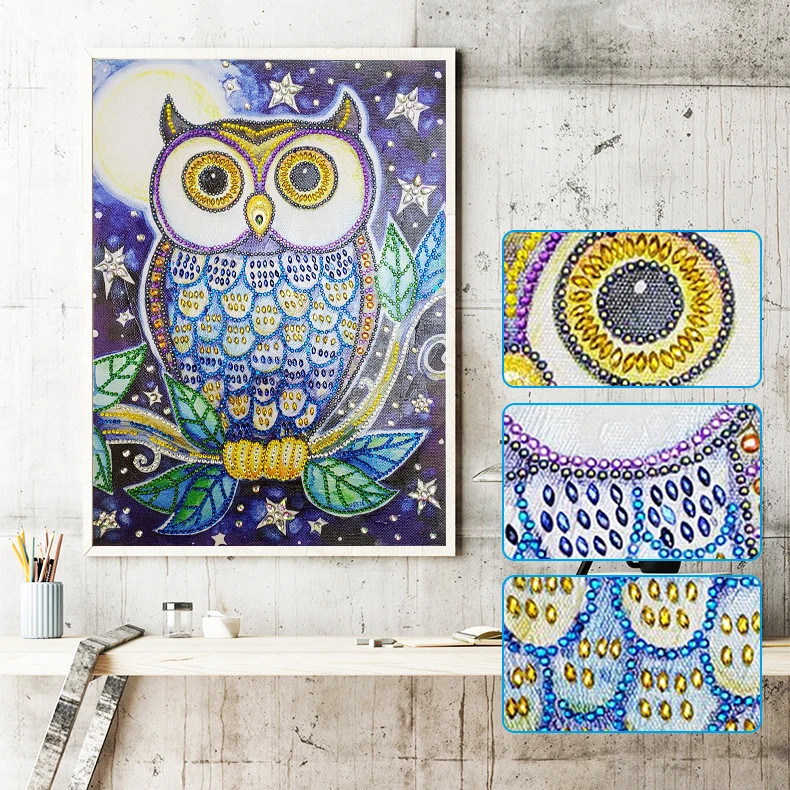 

5D Special Shaped Diamond Painting Animal Owl Partial Drilled Diamond Embroidery DIY Handmade Cross Stitch Kits Home Decor Craft