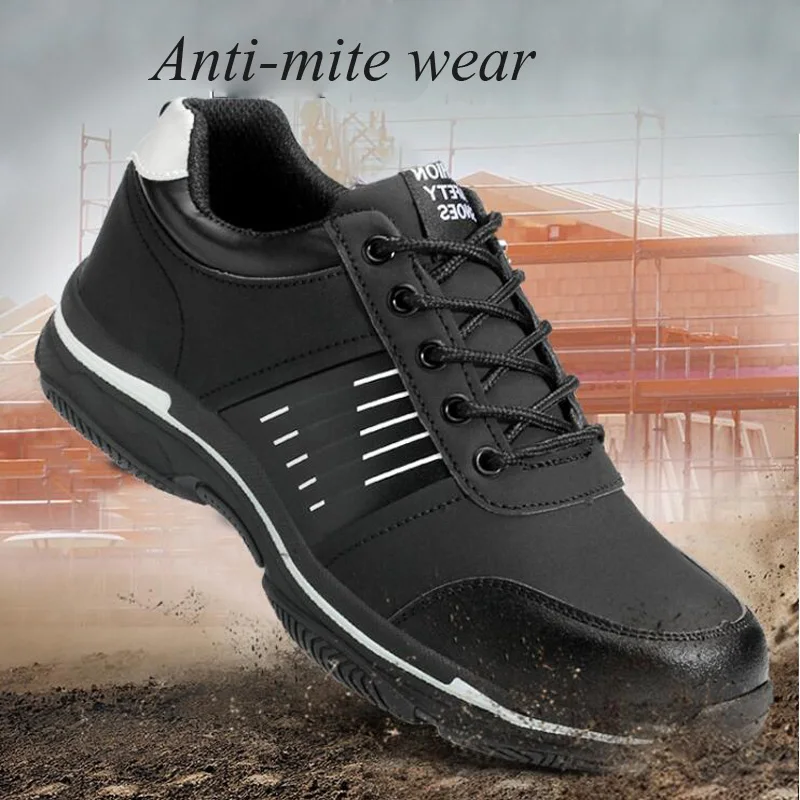 Защитные туфли и шляпы со стальным носком мужские рабочие на низкой подошве из