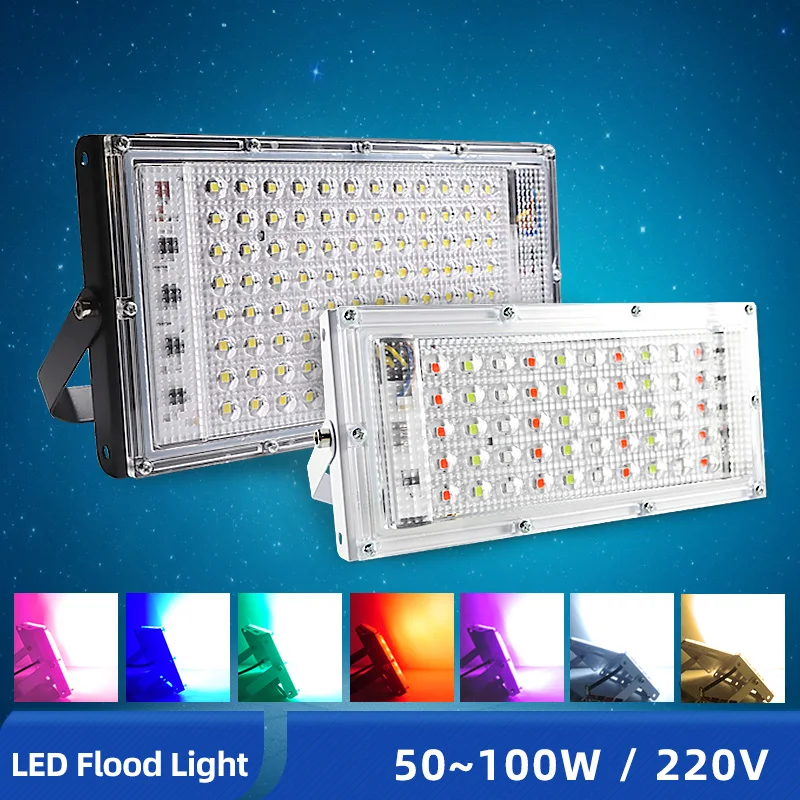 OK-B Remote LED FloodLight 50W RGB 100W 220V RReflector Ligh