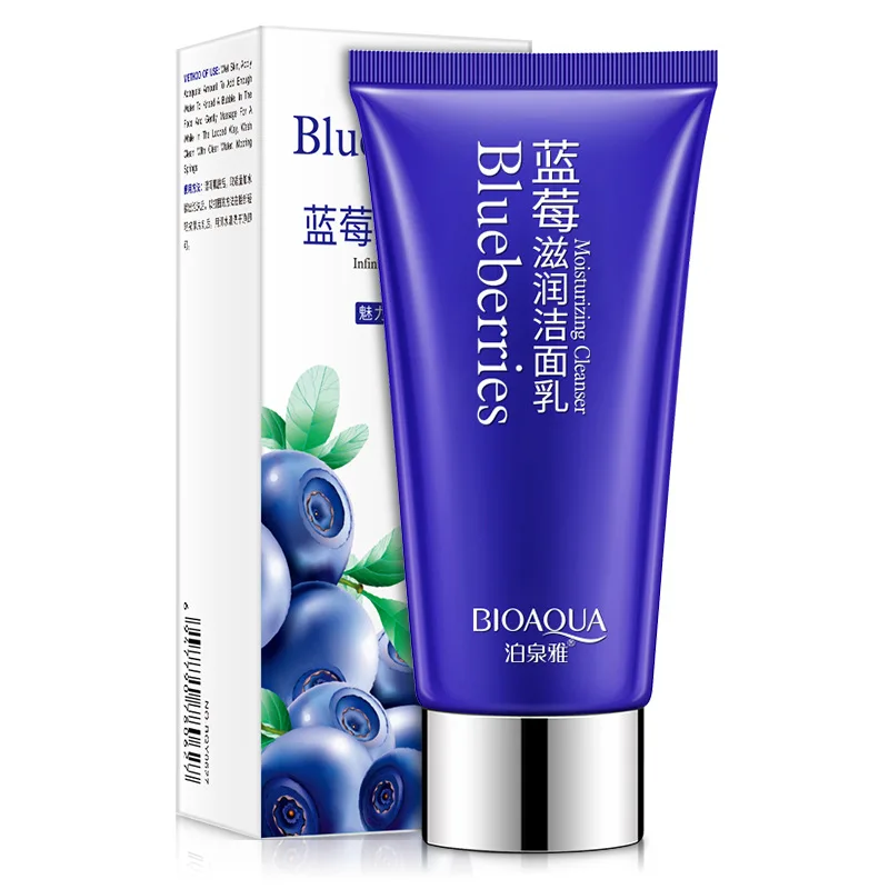 

BIOAQUA Blueberry Facial Cleanser Plant Extract Rich Foaming Facial Cleansing Moisturizing Oil Control Face Skin Care