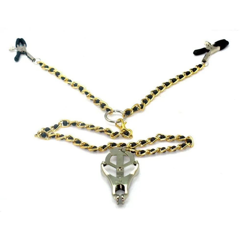 3 головы пикантные зажимы для сосков и малых половых губ cосков с цепочкой клитора