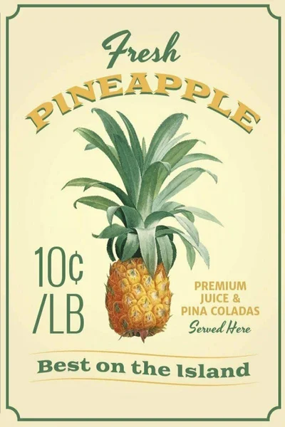 

New Metal Poster Fresh Pineapple Best on the Island Vintage Metal Tin Sign 8x12 Inch Retro Art Home Bar Pub Garage Shop