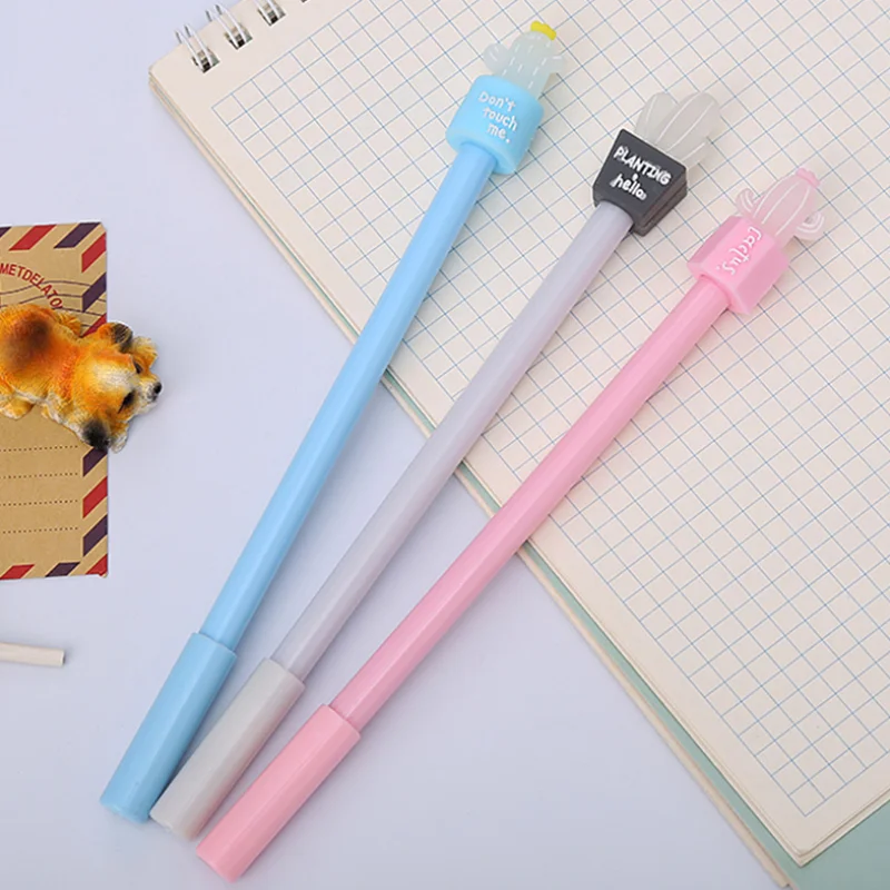

3pc Cute Cactus Gel Pen Creative Promotional Stationery Gel Pen Cute Soft Silicone Cactus Black Ink Pen School Supplies