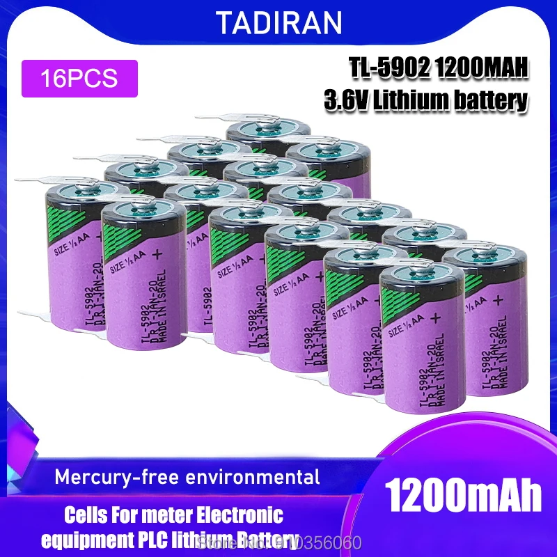 16 шт. оригинальная литиевая батарея TADIRAN ER14250 3 6 V 1200mAh 1/2AA с штифтами для ПЛК