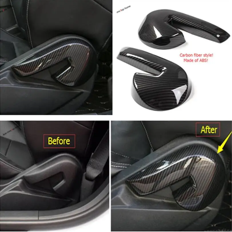 Yimaautotrims Seat Backrest Adjustment Handle Cover Trim 2 Pcs Fit For Ford Mustang 2015 2016 2017 Interior Mouldings ABS